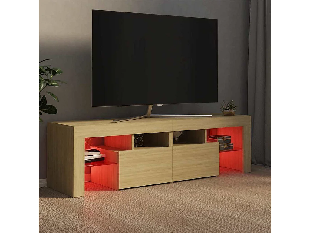 Tv-meubel LED-verlichting 140x36,5x40 cm sonoma eikenkleurig