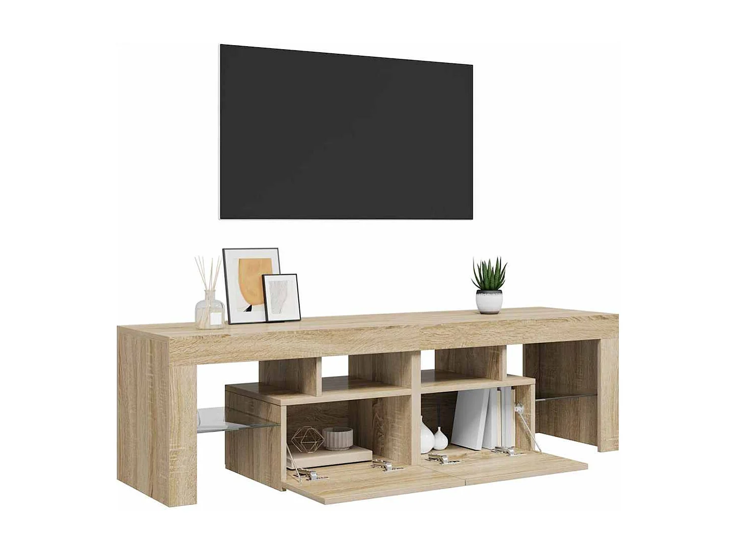 Tv-meubel LED-verlichting 140x36,5x40 cm sonoma eikenkleurig
