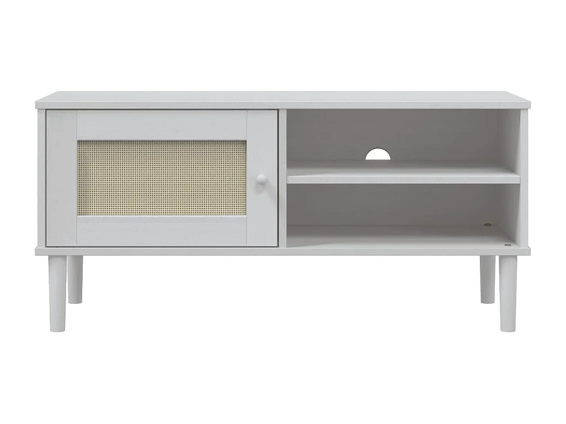 TV-Schrank SENJA Rattan-Optik Weiß 106x40x49 cm Kiefernholz
