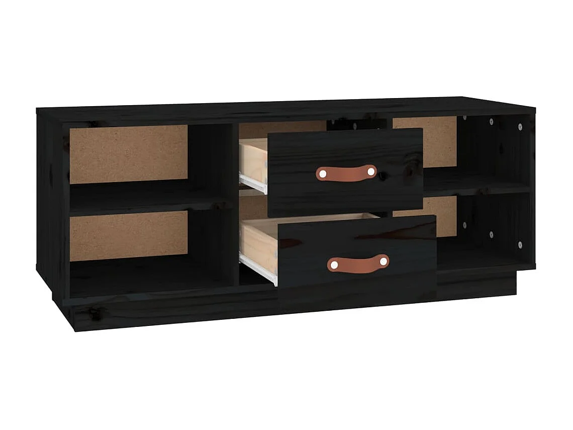Meuble TV Noir 100x34x40 cm Bois de pin massif