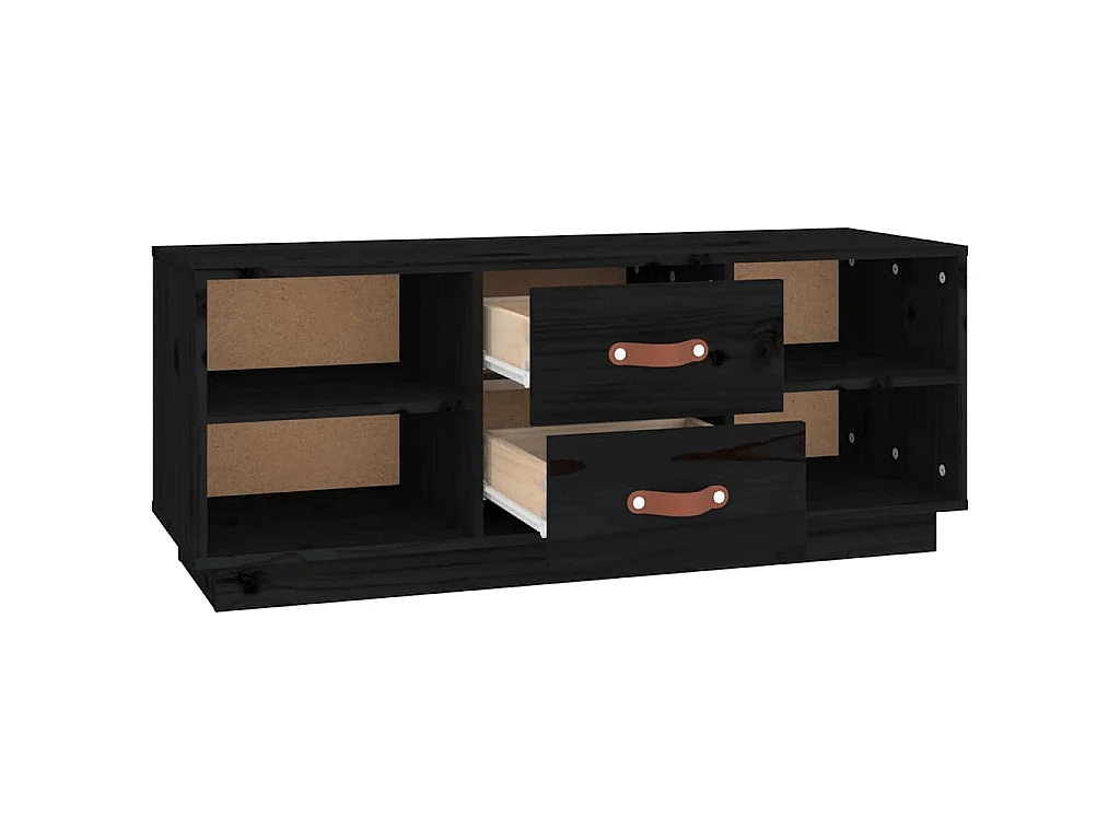 Meuble TV Noir 100x34x40 cm Bois de pin massif
