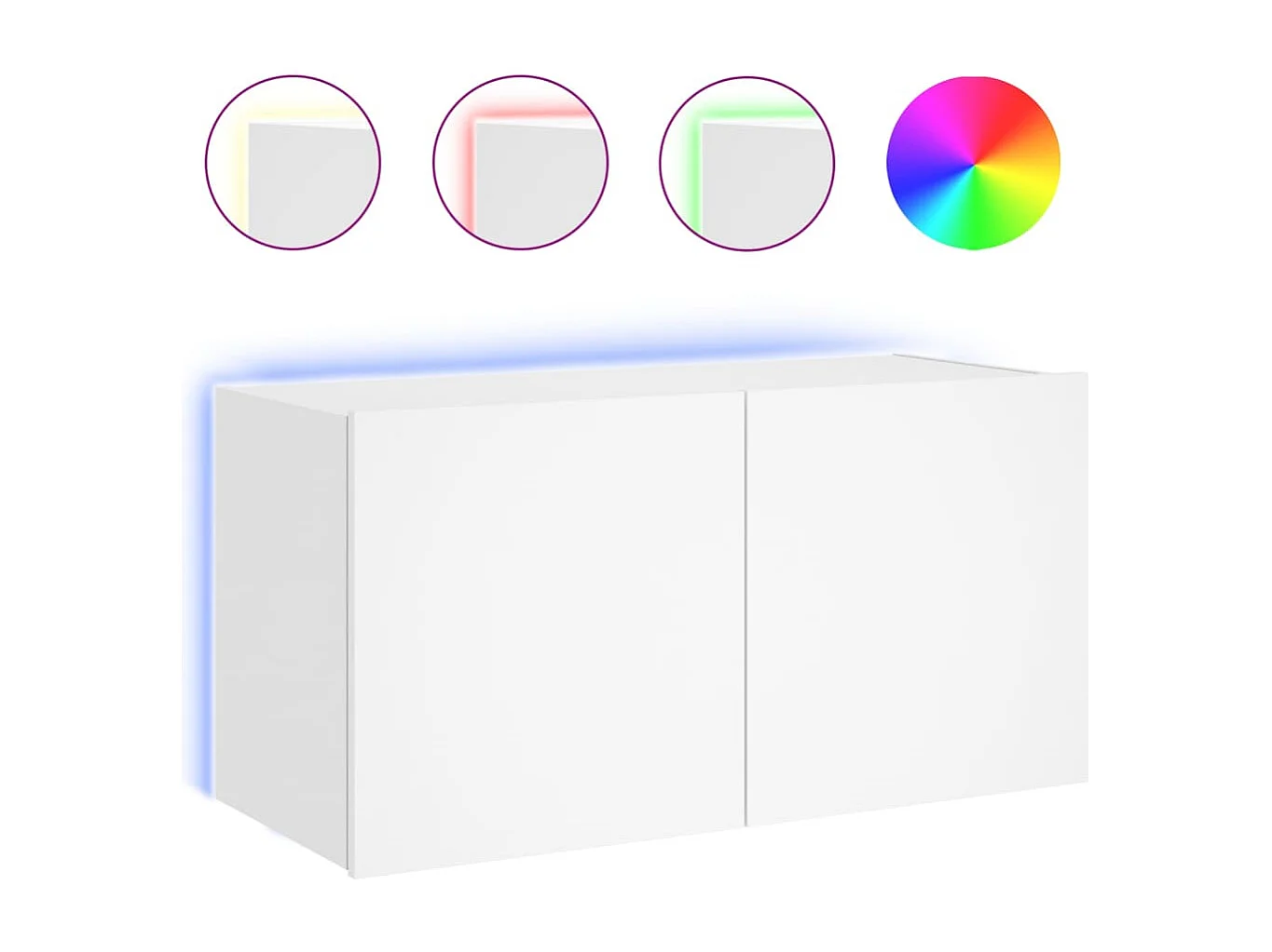 Meuble TV mural avec lumières LED blanc 80x35x41 cm