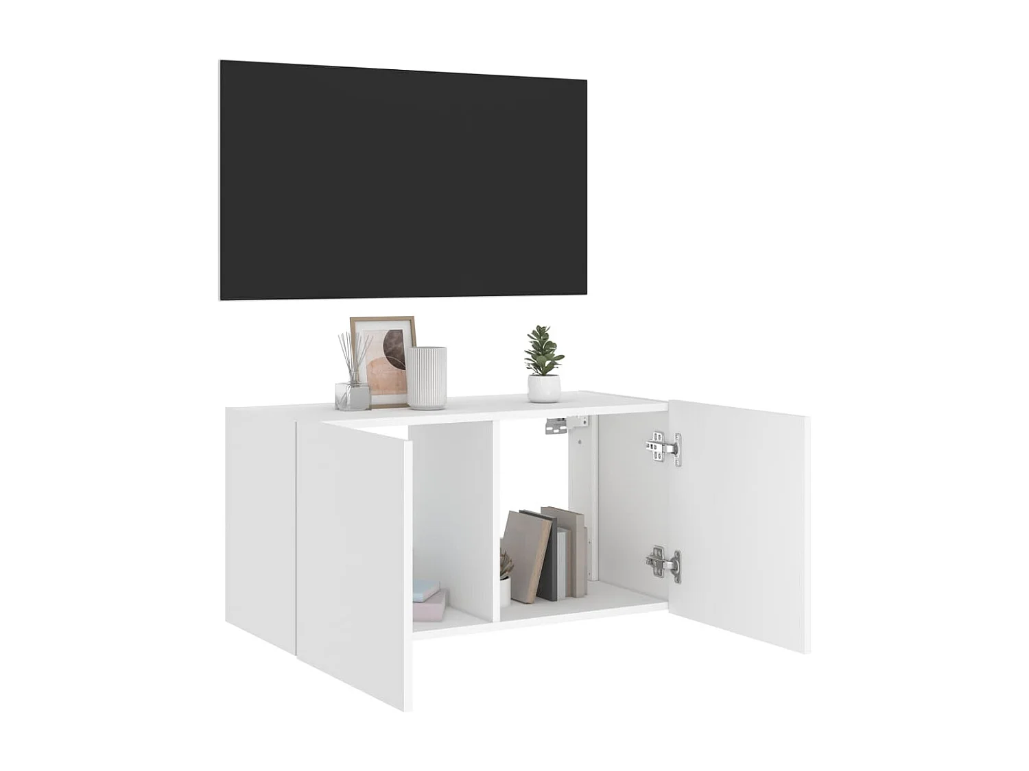 Meuble TV mural avec lumières LED blanc 80x35x41 cm