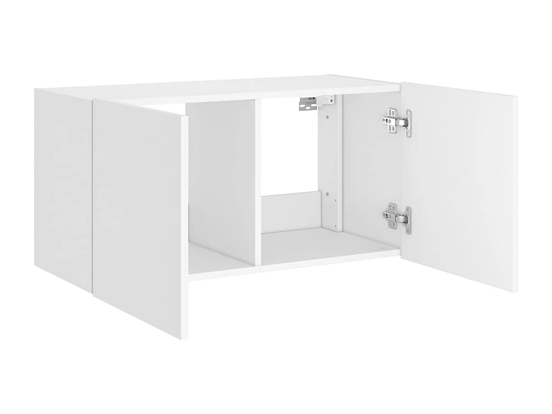 Meuble TV mural avec lumières LED blanc 80x35x41 cm