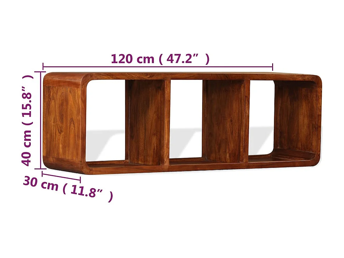 Mobile TV in Legno Massello con Finitura Ambra 120x30x40 cm