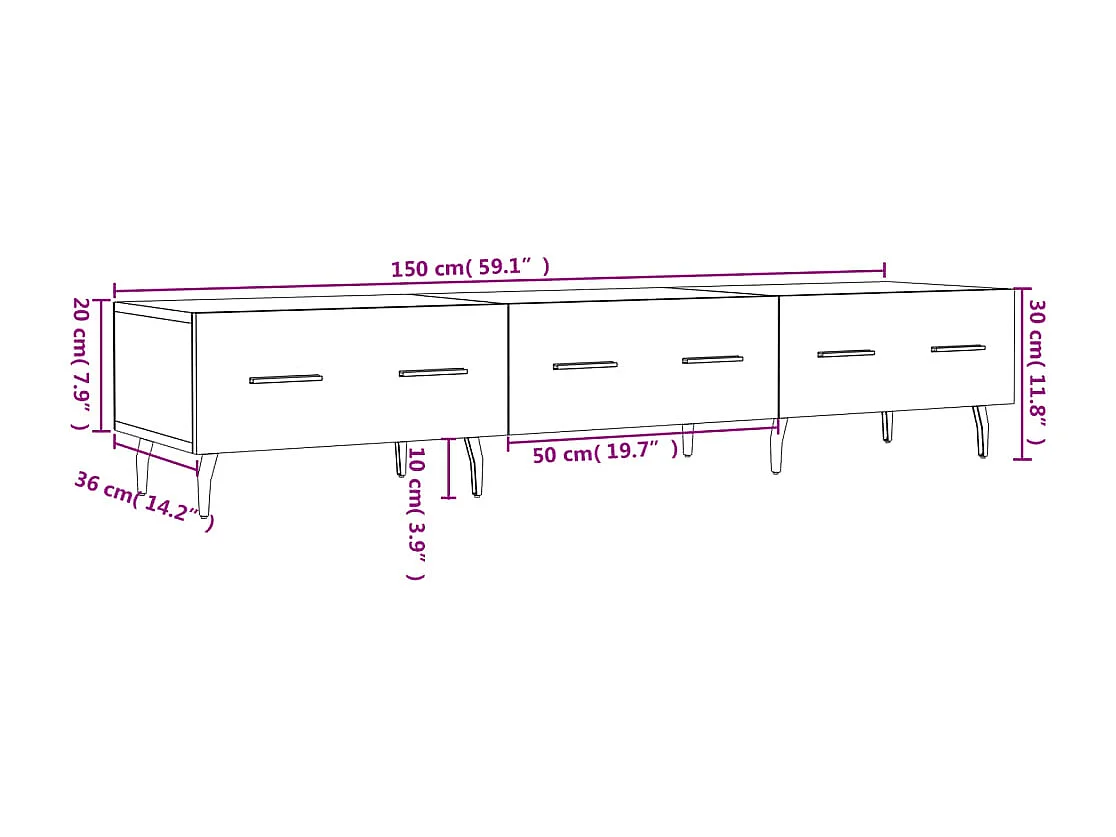 TV-Schrank Weiß 150x36x30 cm Holzwerkstoff