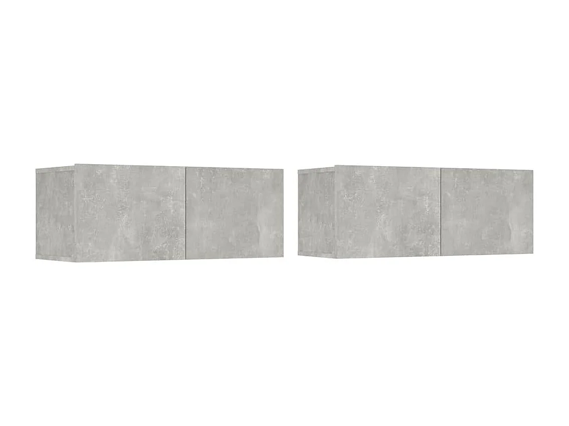TV-Schränke 2 Stk. Betongrau 80x30x30 cm Holzwerkstoff