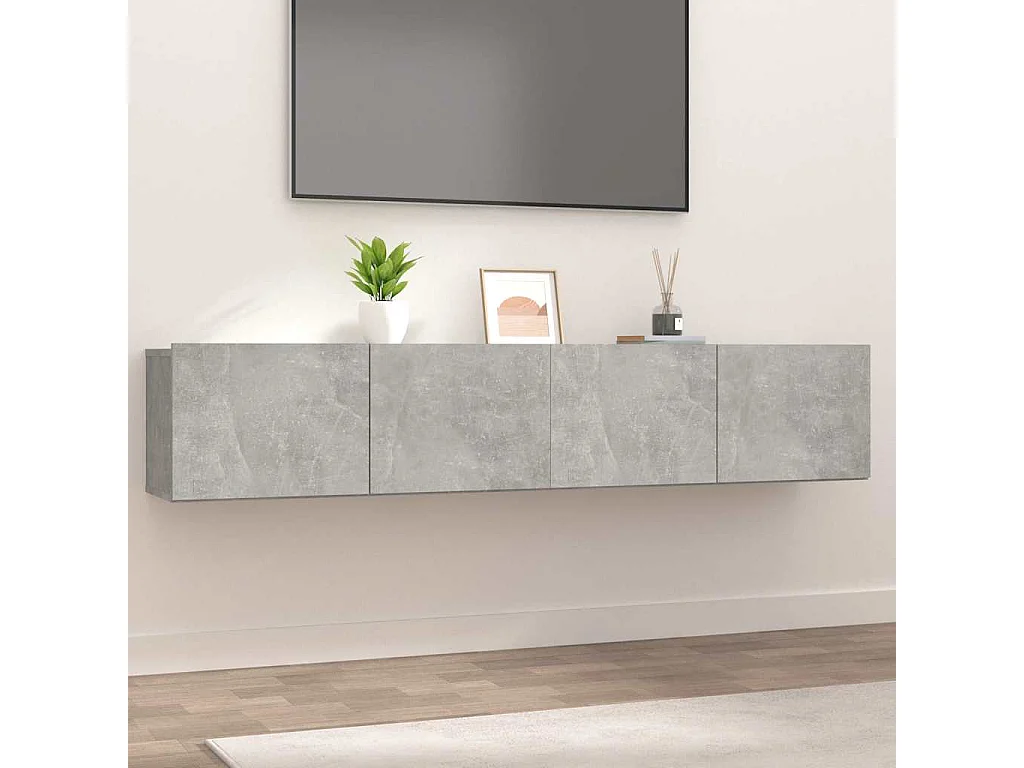 Meubles TV 2 pcs gris béton 80x30x30 cm bois d'ingénierie