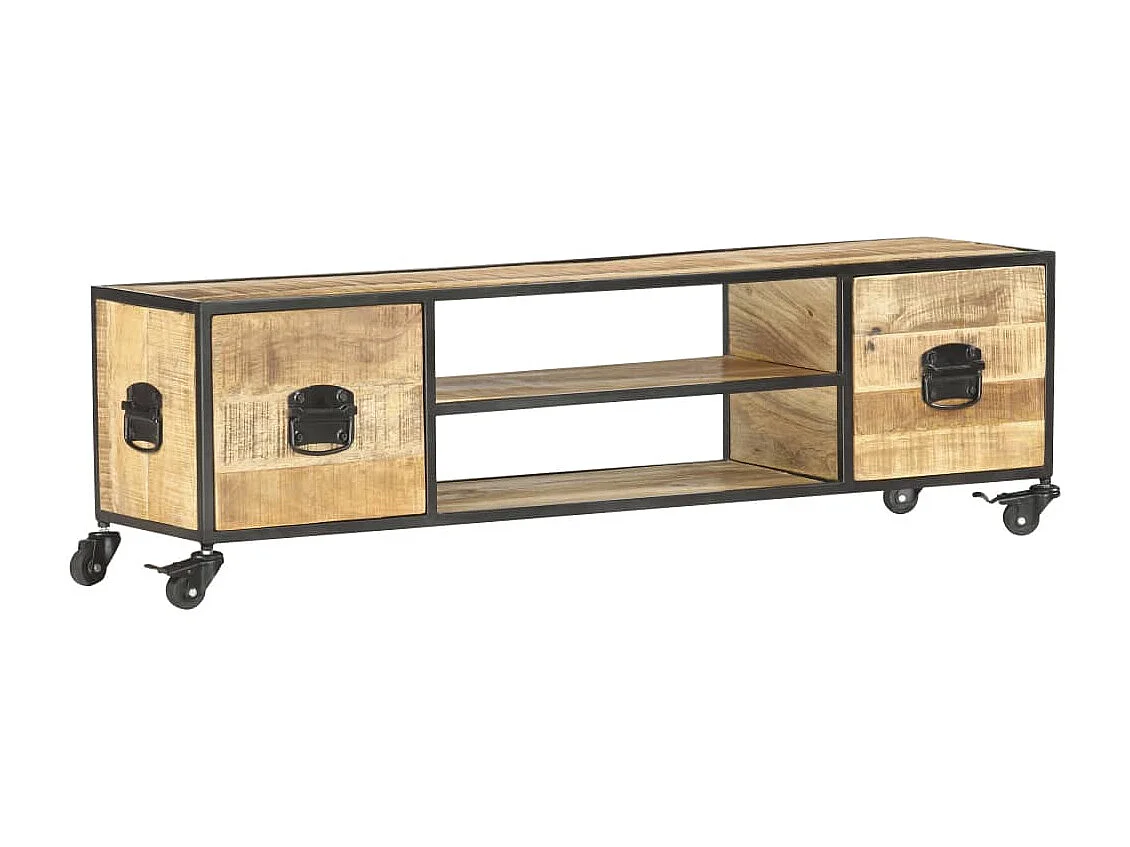 Mobile Porta TV 130x30x39 cm in Legno Massello di Mango