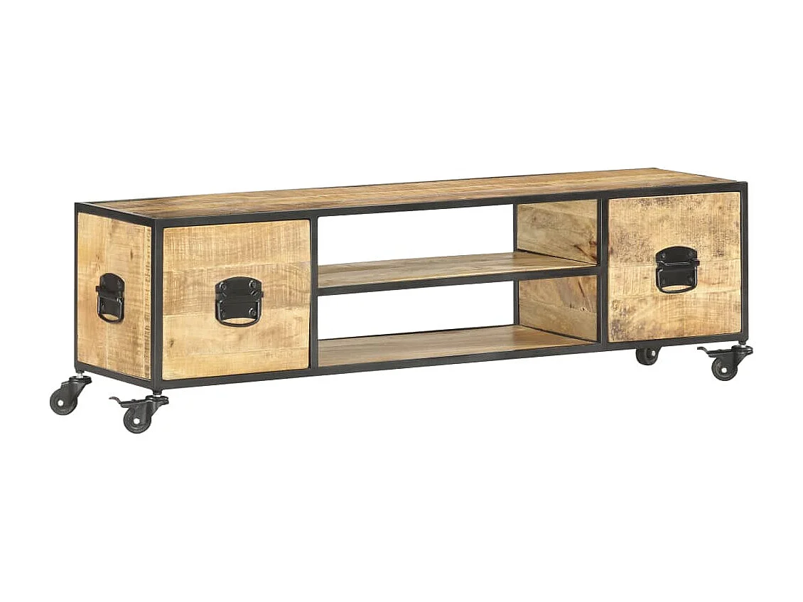 Mobile Porta TV 130x30x39 cm in Legno Massello di Mango