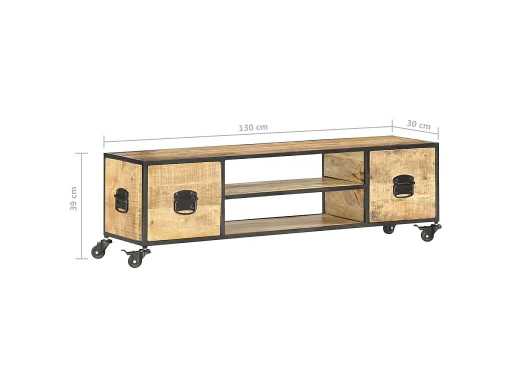 Mobile Porta TV 130x30x39 cm in Legno Massello di Mango