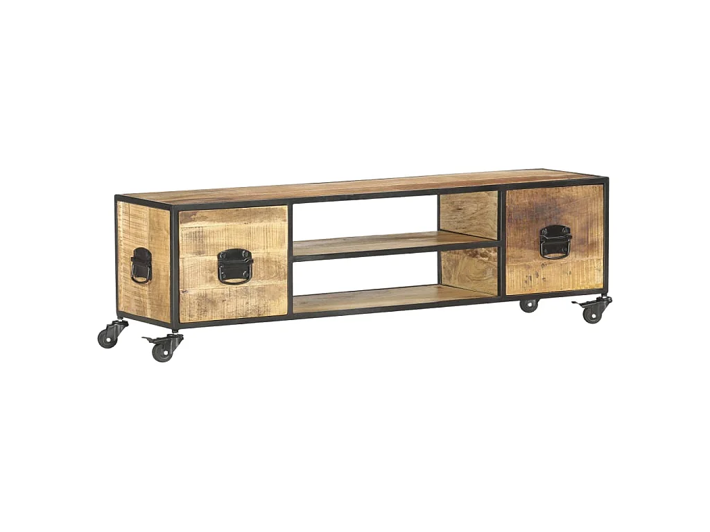 Mobile Porta TV 130x30x39 cm in Legno Massello di Mango
