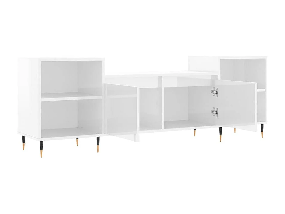 Meuble TV Blanc brillant 160x35x55 cm Bois d'ingénierie