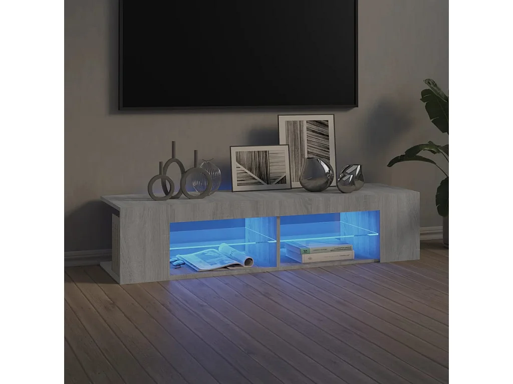 Mobile Porta TV con Luci LED Grigio Sonoma 135x39x30 cm