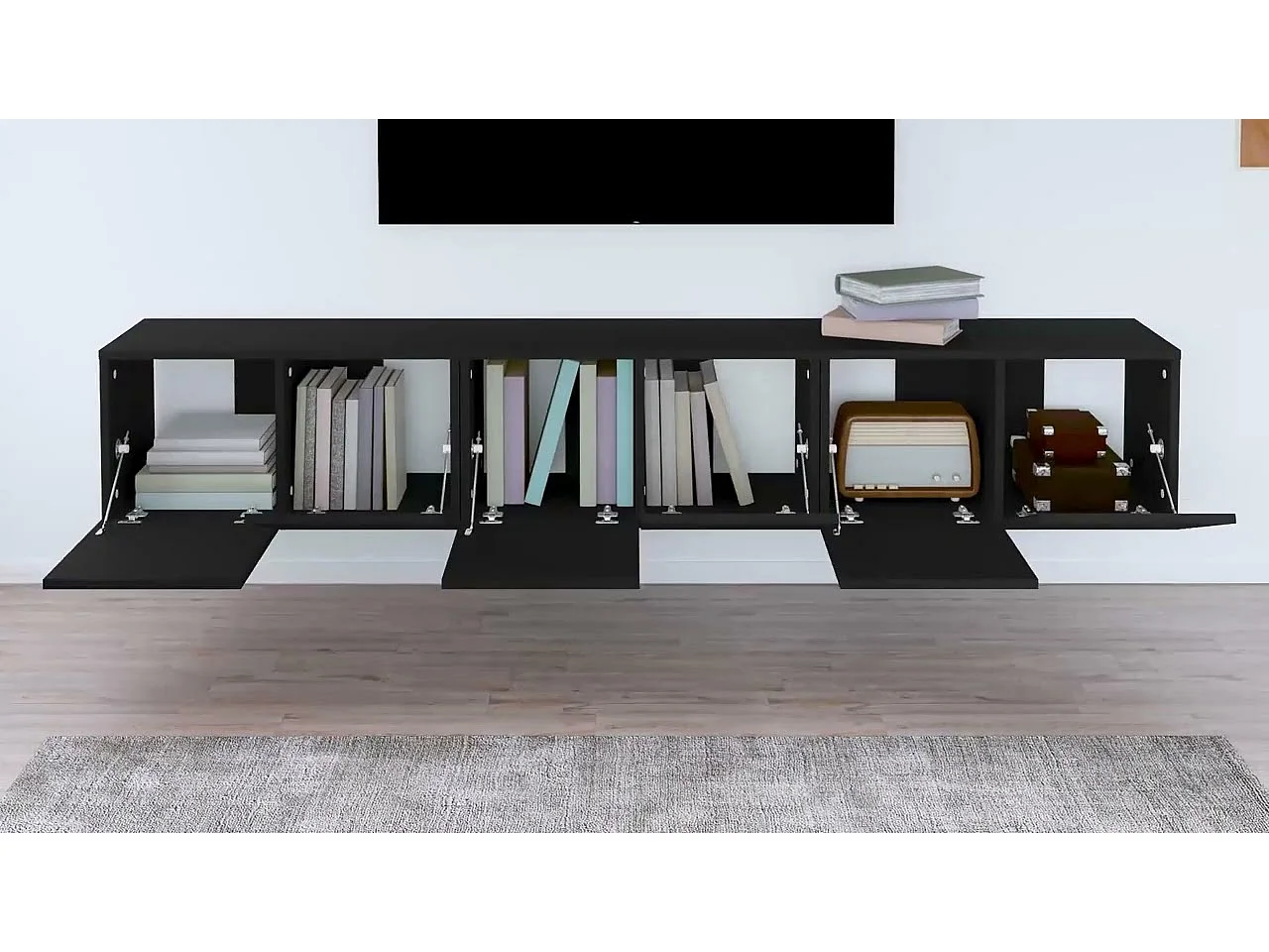 TV-Hängeschränke 3 Stk. Schwarz 60x30x30 cm