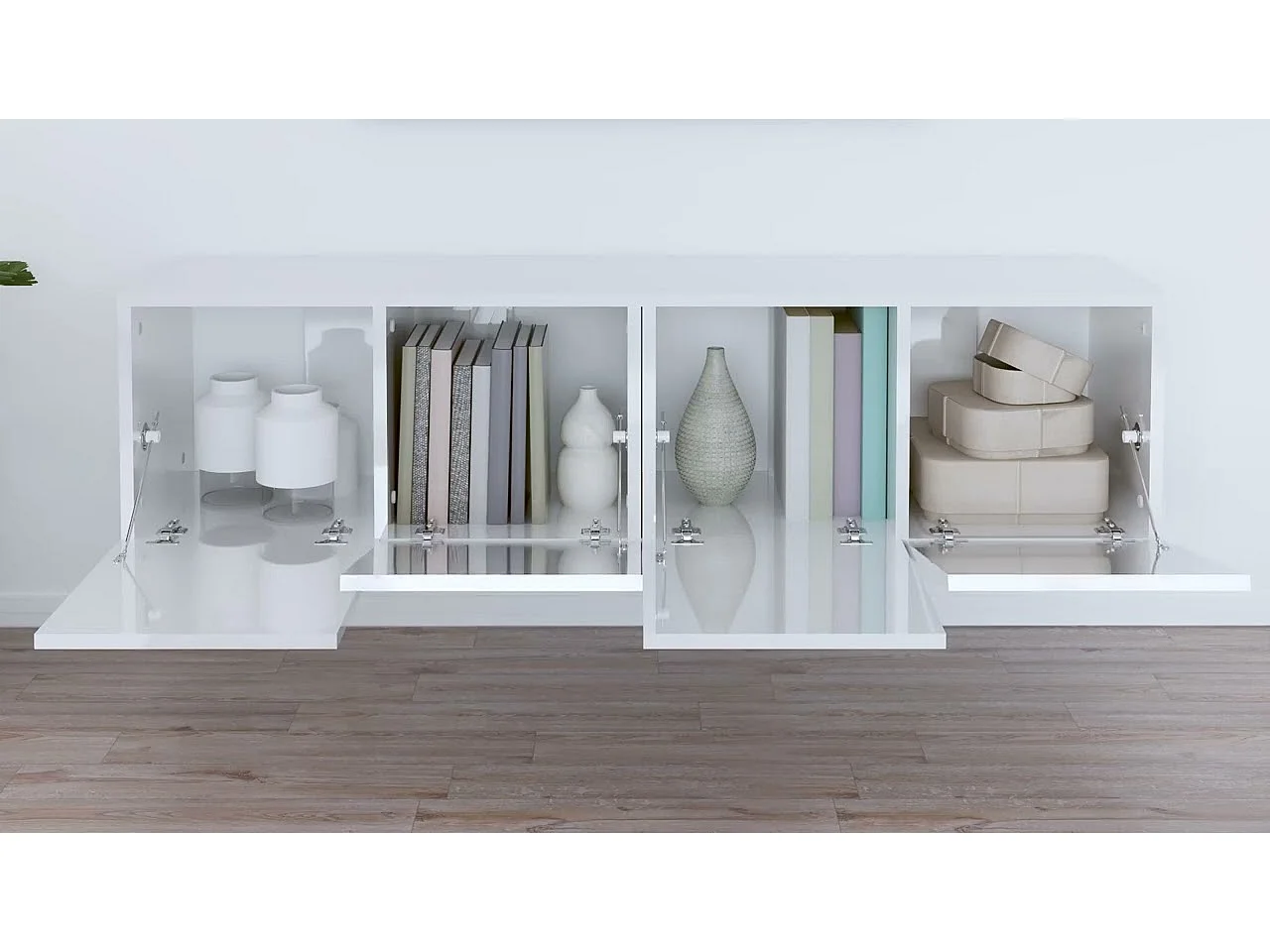 Meubles TV suspendus 2 pcs Blanc brillant 60x30x30 cm