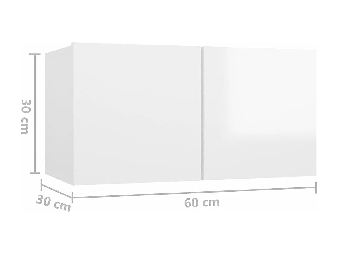 Meubles TV suspendus 2 pcs Blanc brillant 60x30x30 cm