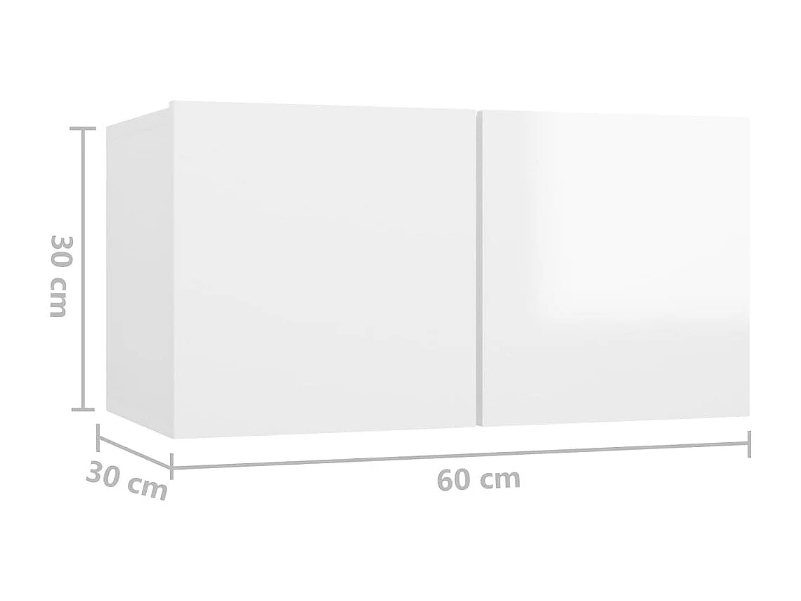 Meubles TV suspendus 2 pcs Blanc brillant 60x30x30 cm