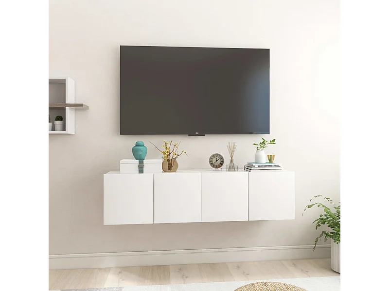 Móveis de TV para parede 2 pcs 60x30x30 cm branco brilhante