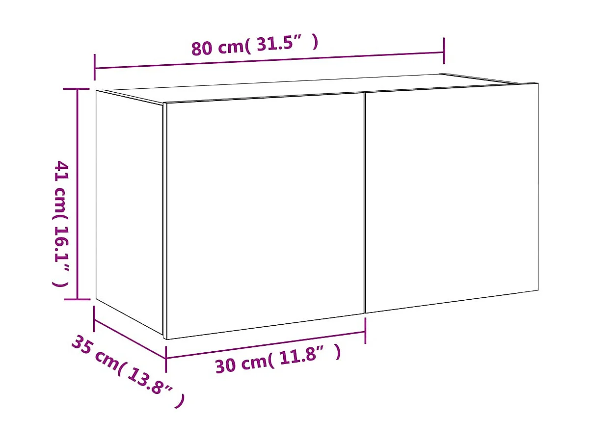 TV-Wandschrank mit LED-Leuchten Räuchereiche 80x35x41 cm