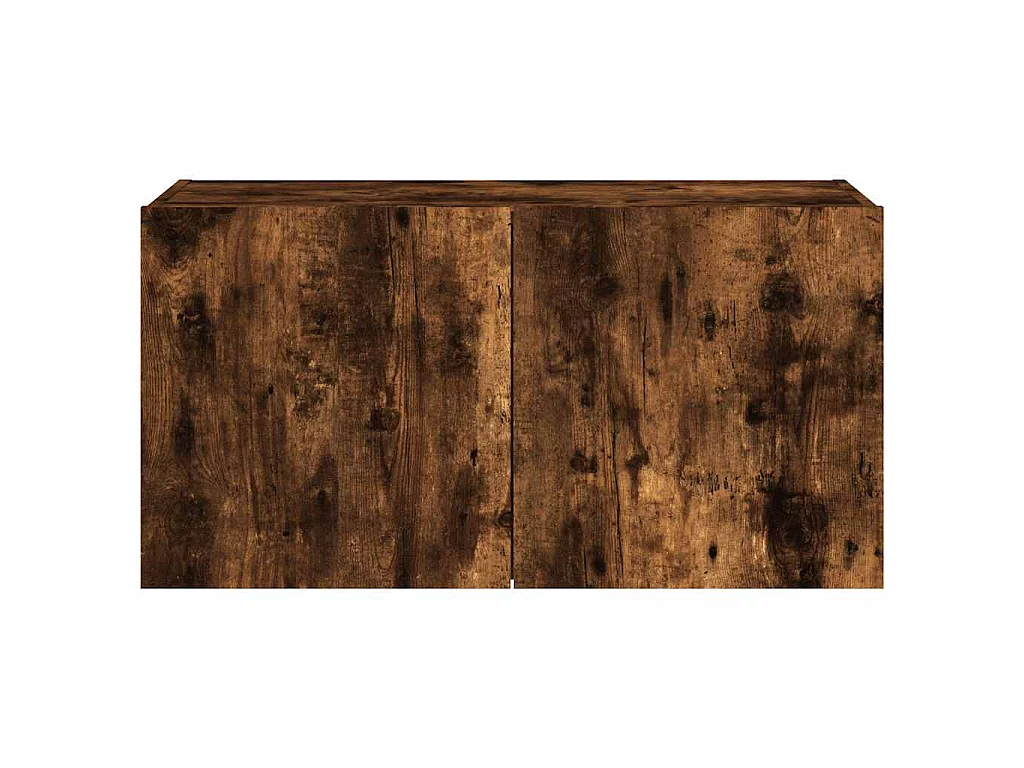 Meuble TV mural avec lumières LED chêne fumé 80x35x41 cm