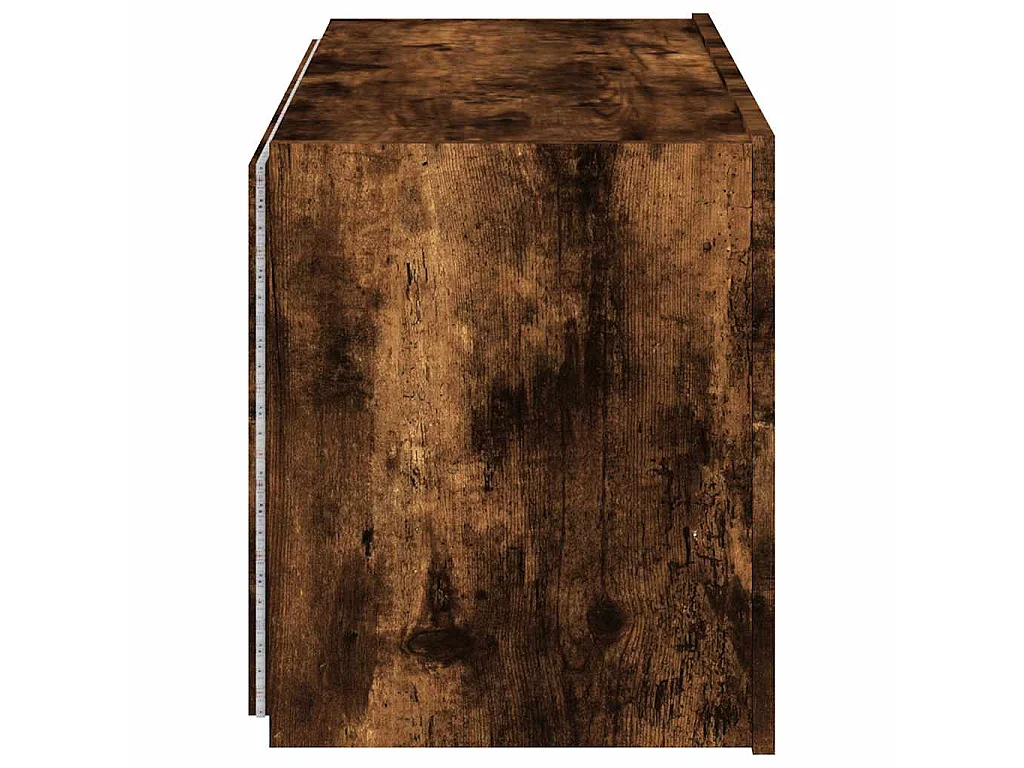 Meuble TV mural avec lumières LED chêne fumé 80x35x41 cm