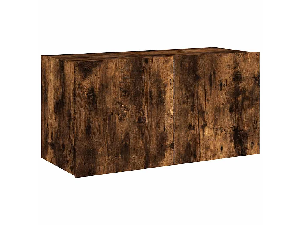 Tv-wandmeubel met LED-verlichting 80x35x41 cm gerookt eiken