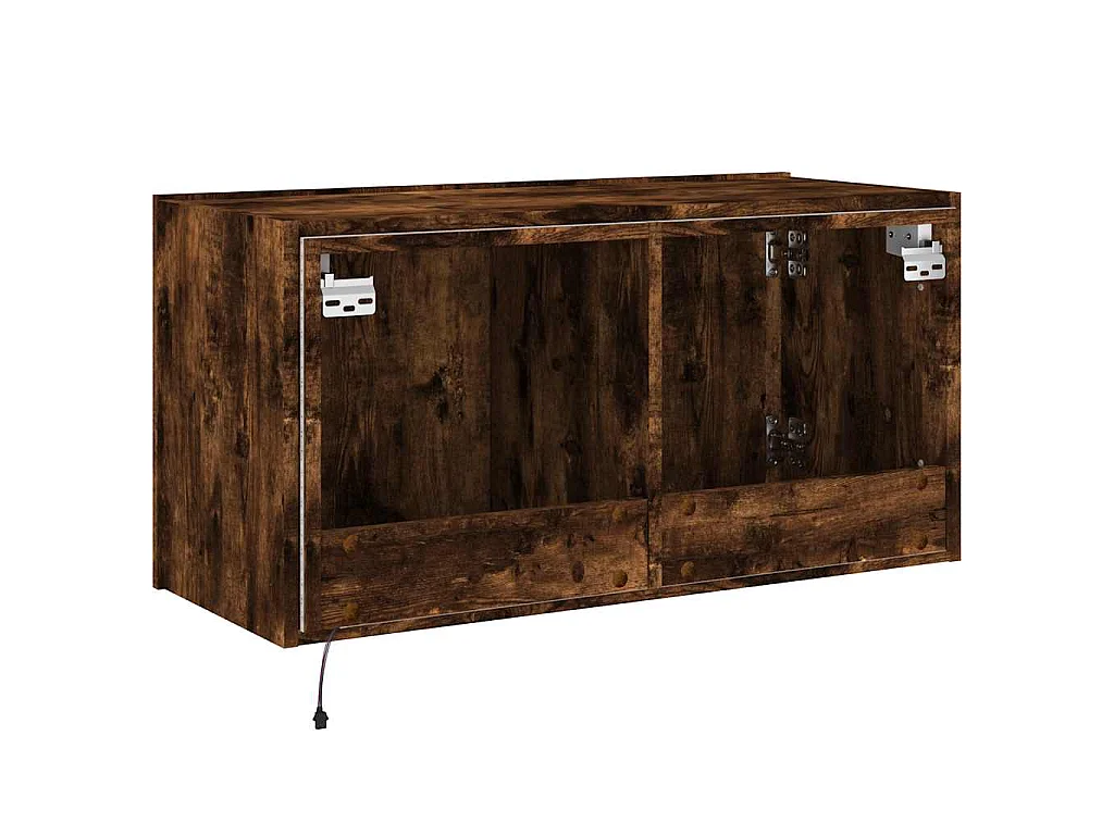 Tv-wandmeubel met LED-verlichting 80x35x41 cm gerookt eiken