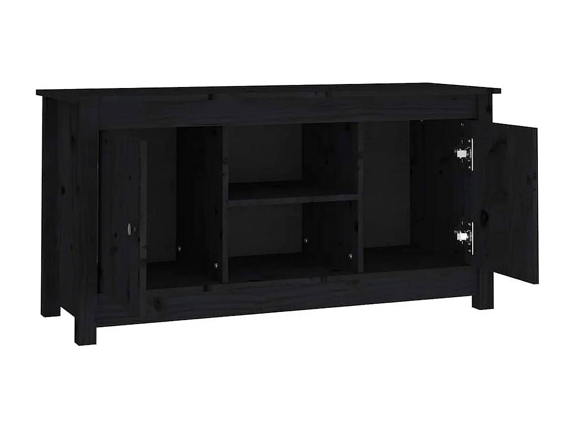 Meuble TV Noir 103x36,5x52 cm Bois de pin massif