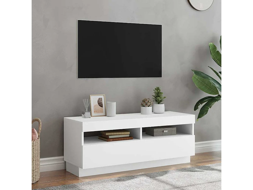 Mueble para TV con luces LED blanco 100x35x40 cm