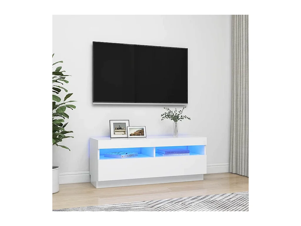 Mobile Porta TV con Luci LED Bianco 100x35x40 cm