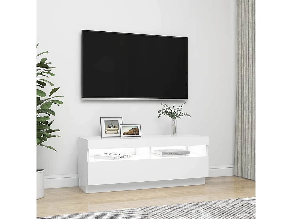Meuble TV avec lumières LED Blanc 100x35x40 cm