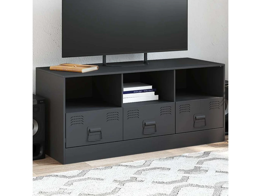 Meuble TV anthracite 99x39x44 cm acier