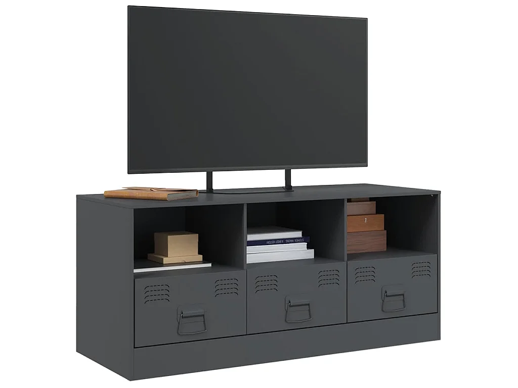 Meuble TV anthracite 99x39x44 cm acier
