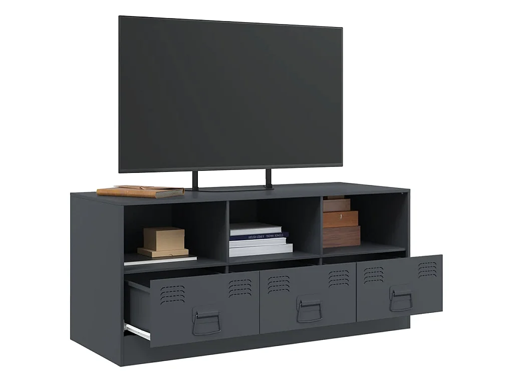 Meuble TV anthracite 99x39x44 cm acier