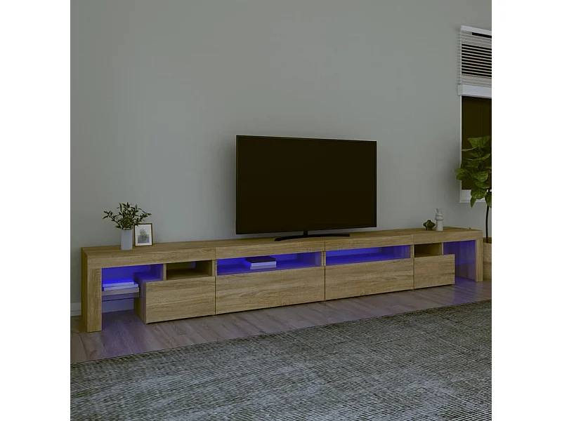 Mobile Porta TV con Luci LED Rovere Sonoma 290x36,5x40 cm