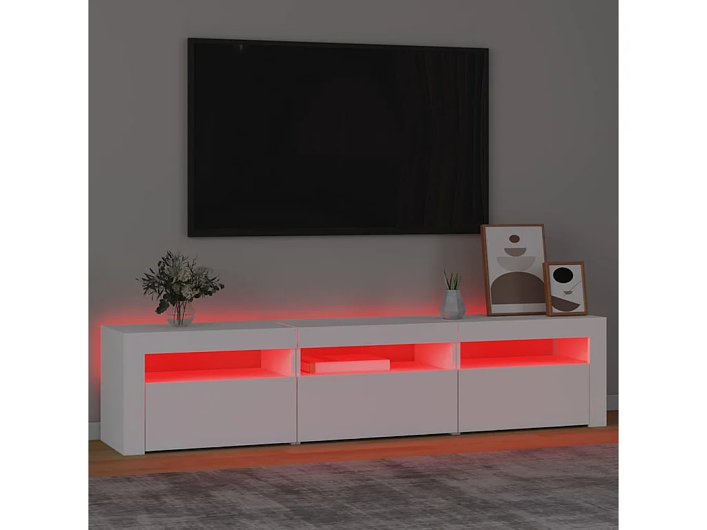 Stolik pod TV z oświetleniem LED, 180x35x40 cm, biały.