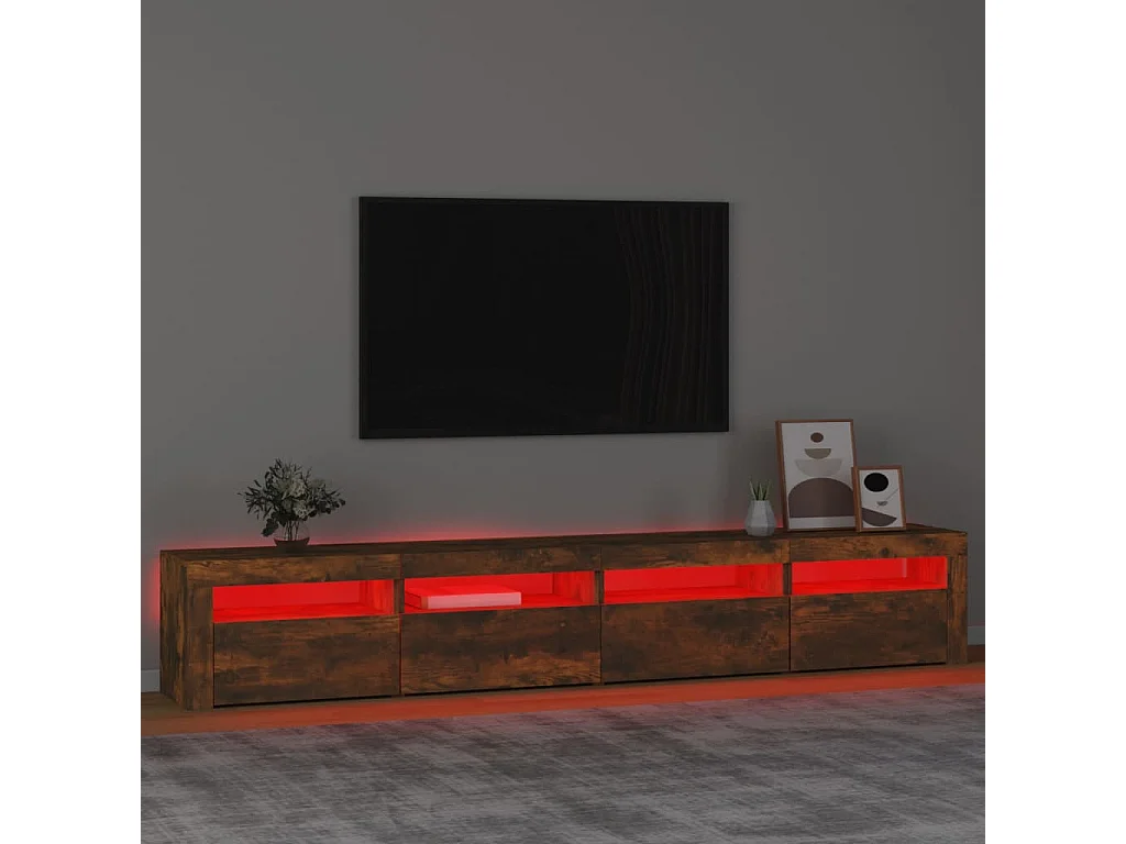 TV-Schrank mit LED-Leuchten Räuchereiche 240x35x40 cm