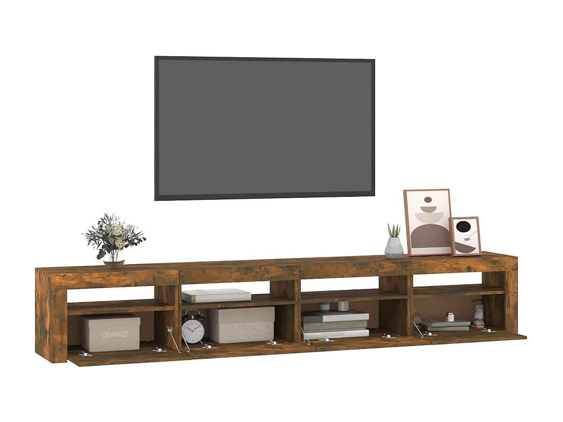 TV-Schrank mit LED-Leuchten Räuchereiche 240x35x40 cm