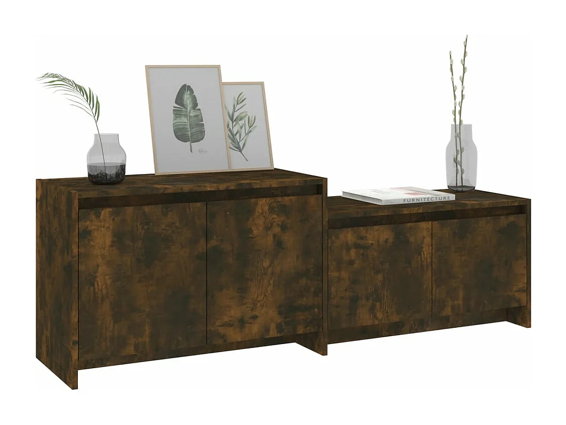 Meuble TV Chêne fumé 146,5x35x50 cm Bois d'ingénierie