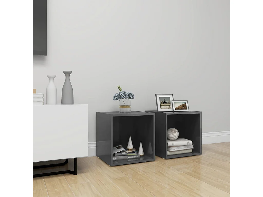 Meubles TV 2 pcs gris brillant 37x35x37 cm bois d’ingénierie