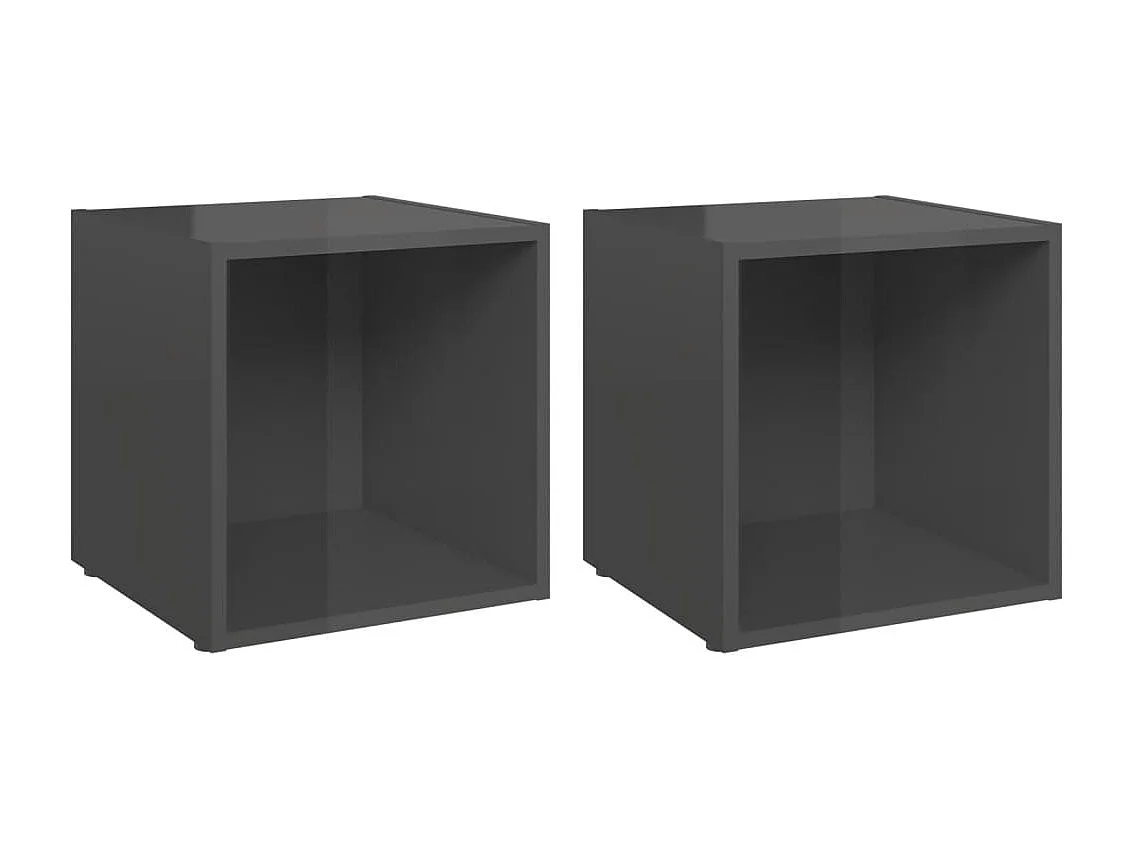 Meubles TV 2 pcs gris brillant 37x35x37 cm bois d’ingénierie