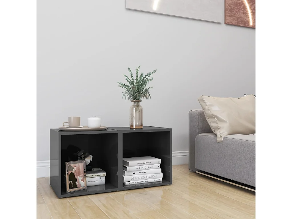 Meubles TV 2 pcs gris brillant 37x35x37 cm bois d’ingénierie