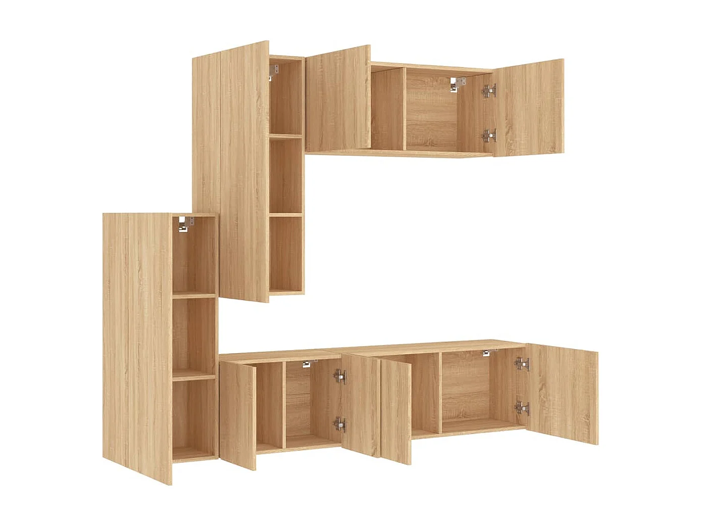 Unités murales TV 5 pcs chêne sonoma bois d'ingénierie