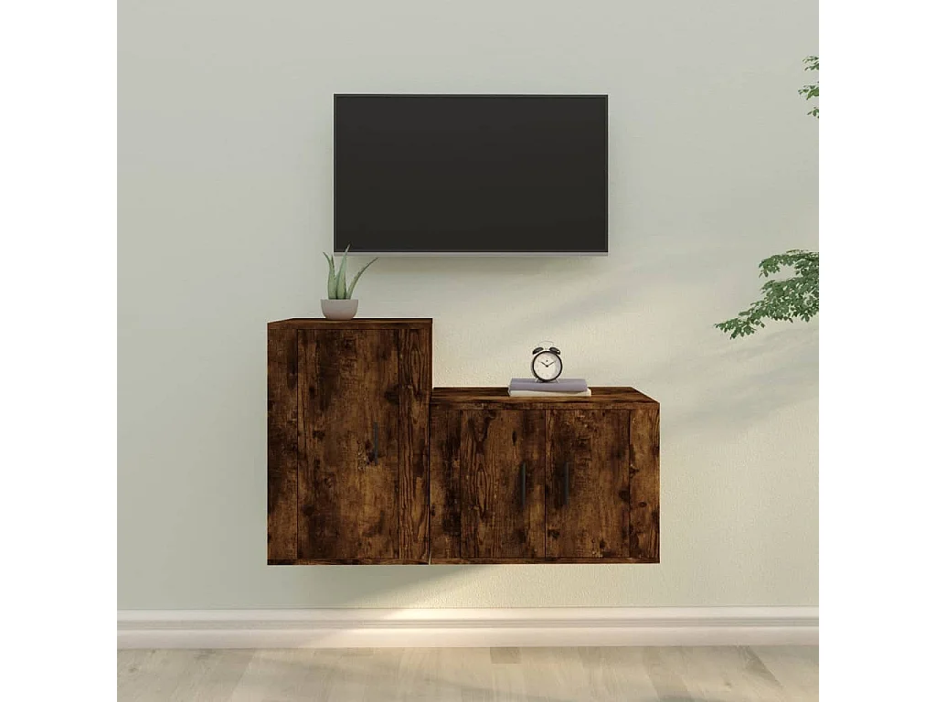 Ensemble de meubles TV 2 pcs Chêne fumé Bois d'ingénierie