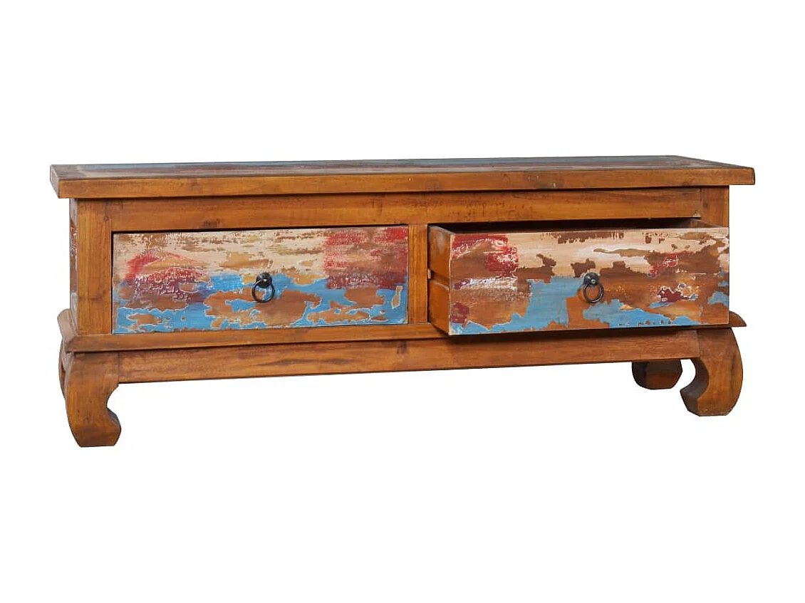 Meuble TV 110x35x40 cm Bois de teck recyclé