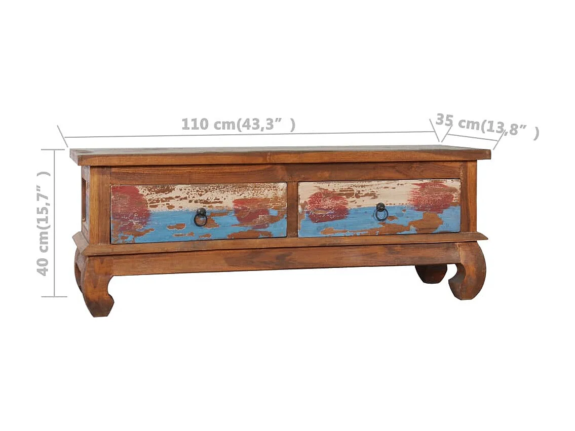 Meuble TV 110x35x40 cm Bois de teck recyclé