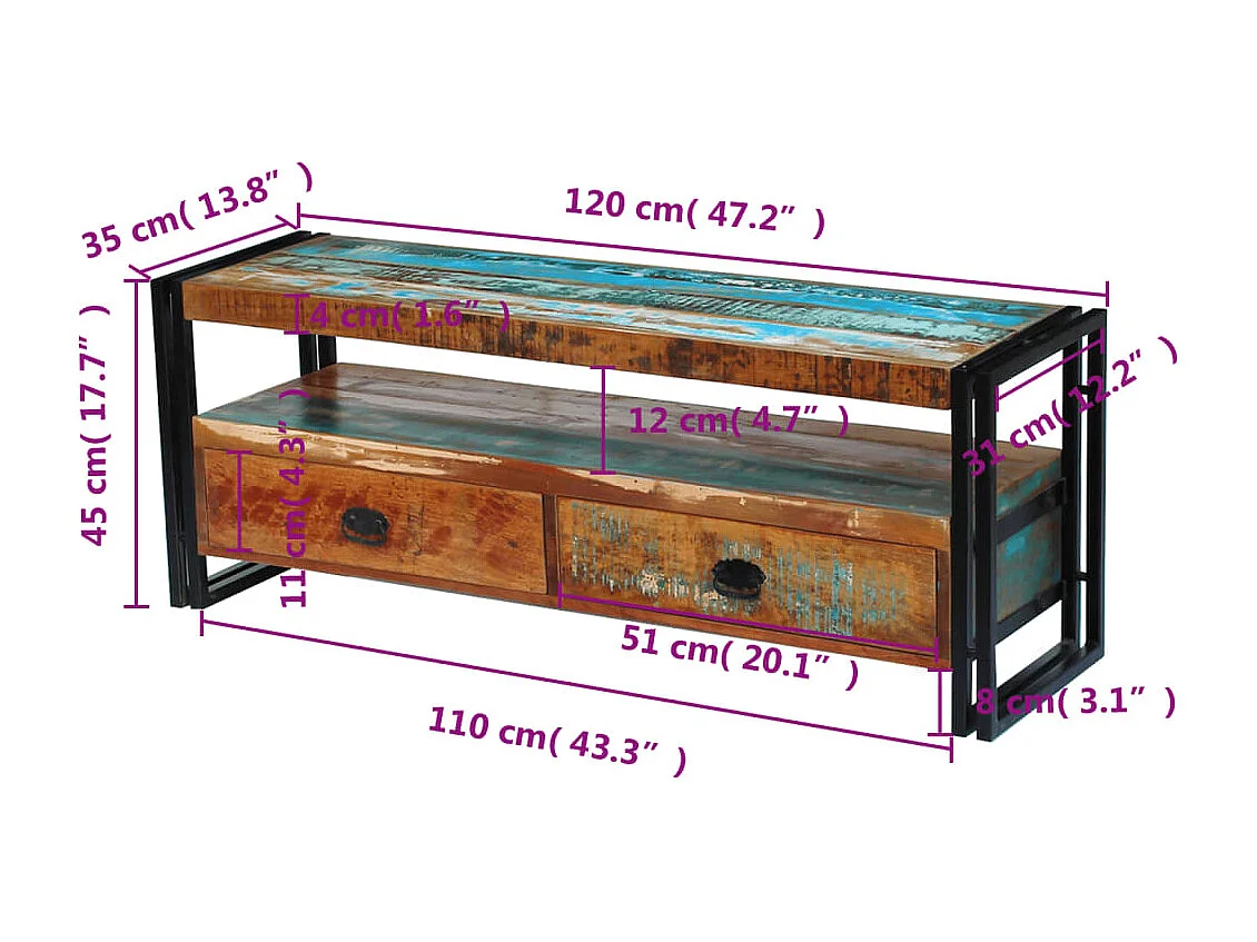 TV-Schrank Altholz Massiv