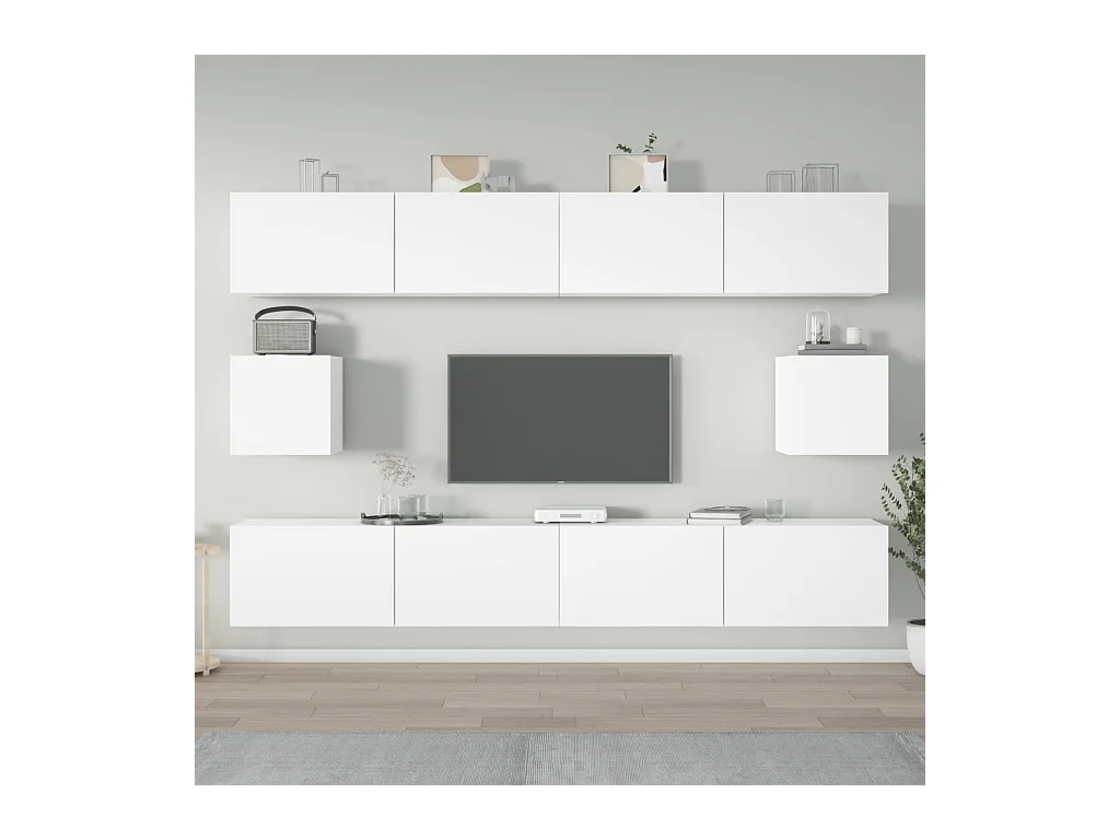 Ensemble de meubles TV 6 pcs Blanc Bois d'ingénierie