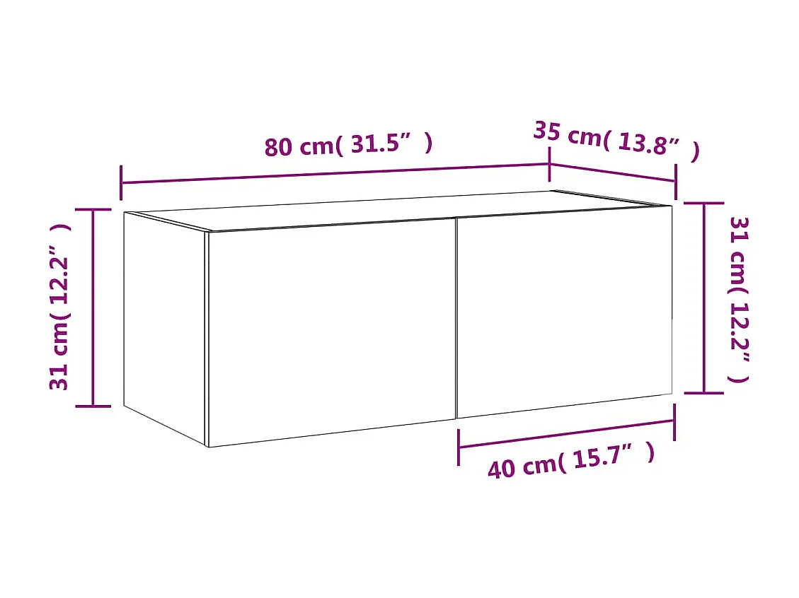 TV-Wandschrank mit LED-Leuchten Weiß 80x35x31 cm